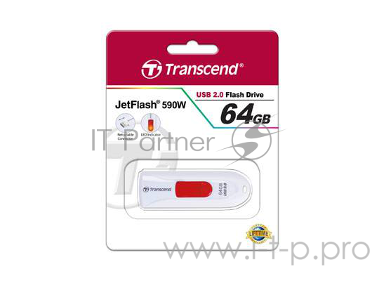 Флеш Диск Transcend 64Gb Jetflash 590 USB2.0 белый