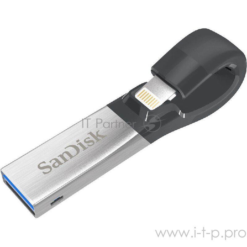 Флеш Диск Sandisk 64Gb iXpand SDIX30N-064G-GN6NN USB3.0 серебристый
