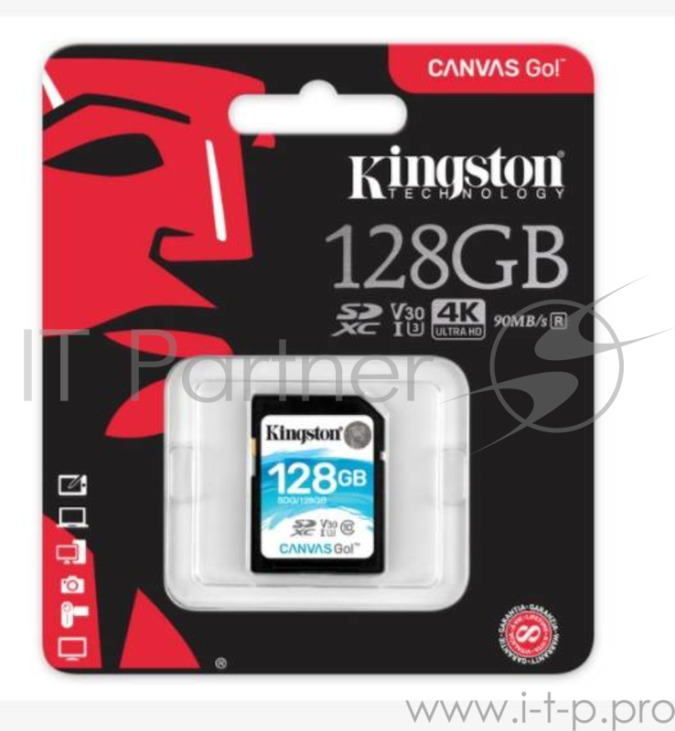 Флеш карта SDXC 128Gb Class10 Kingston SDG/128GB Canvas Go