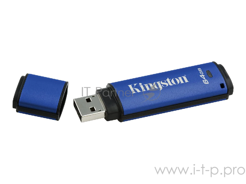 Флеш накопитель 64GB Kingston DataTraveler Vault Privacy DTVP30, 256bit AES Encrypted, USB 3.0, водонепроницаемый, Синий