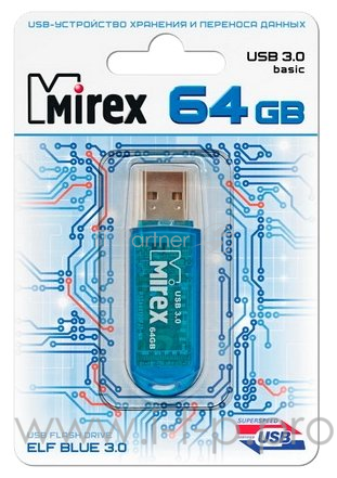 Флеш накопитель 64GB Mirex Elf, USB 3.0, Синий