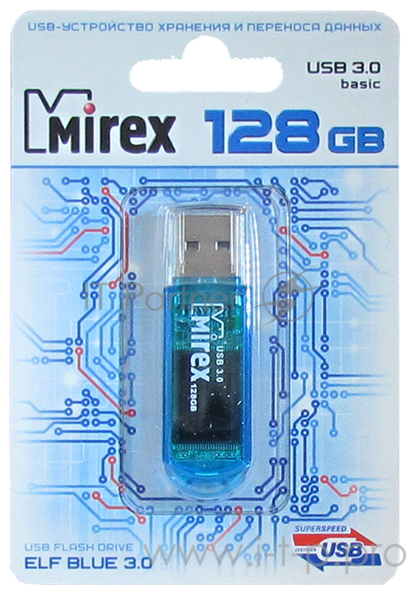 Флеш накопитель 128GB Mirex Elf, USB 3.0, Синий