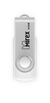 Флеш накопитель 64GB Mirex Swivel, USB 2.0, Белый