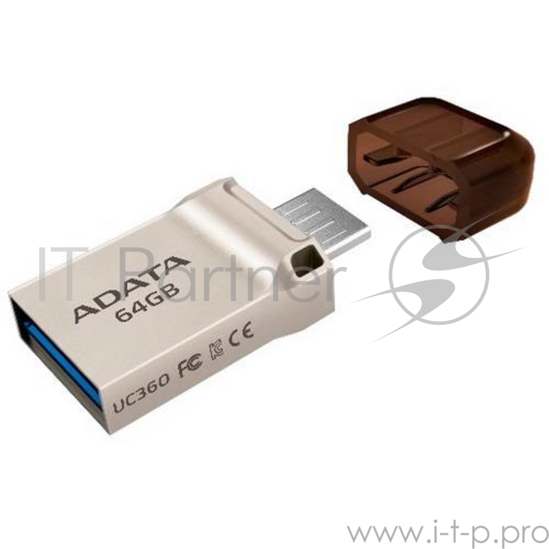 Флеш накопитель 32GB ADATA DashDrive UC360 OTG, USB 3.1/MicroUSB, Золотой