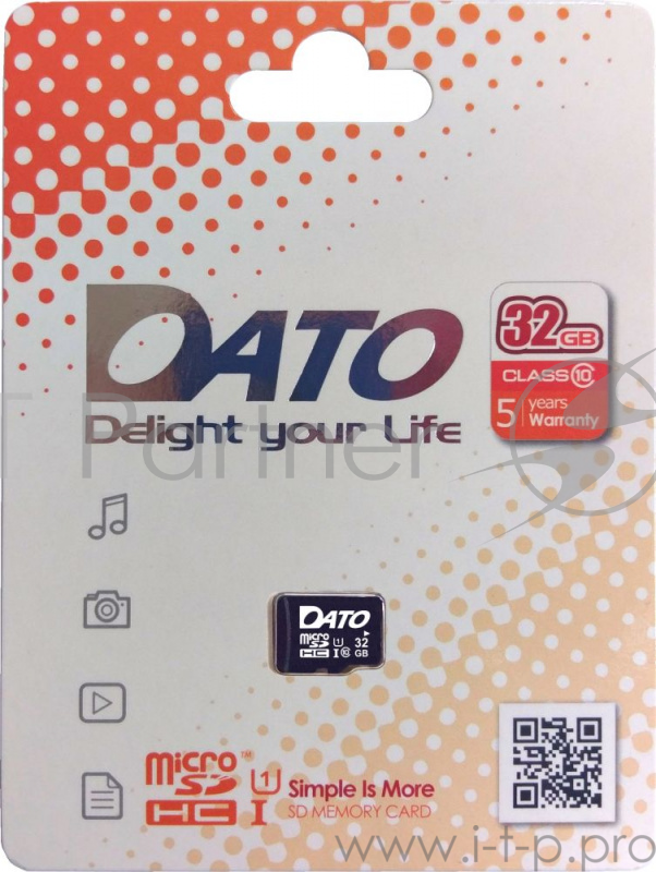 Флеш карта microSDHC 32Gb Class10 Dato DTTF032GUIC10 w/o adapter