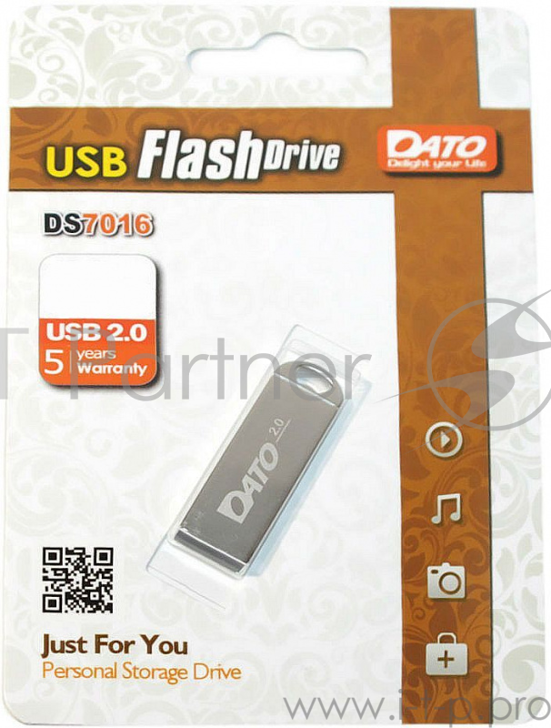 Флеш Диск Dato 32Gb DS7016 DS7016-32G USB2.0 серебристый