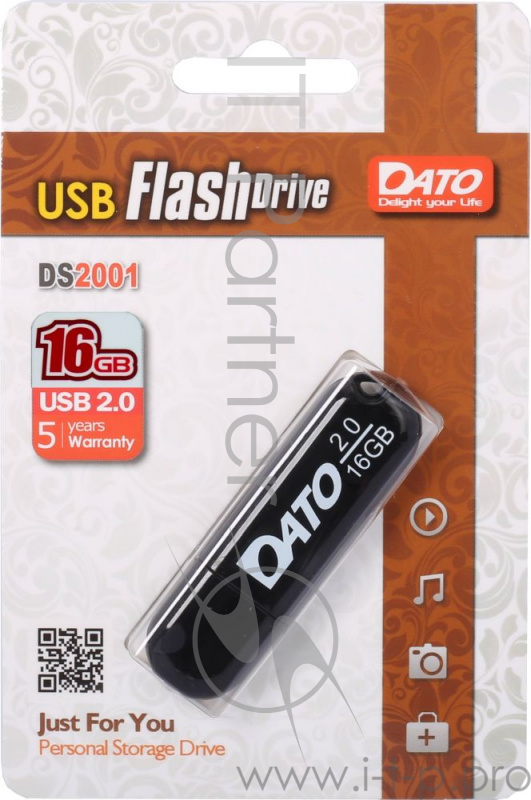 Флеш Диск Dato 16Gb DS2001 DS2001-16G USB2.0 черный