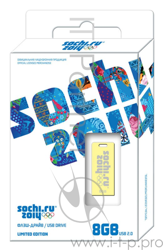 Флеш Диск Transcend 8Gb JetFlash T3G TS8GJFT3G USB2.0 Sochi Logo золотистый BLISTER