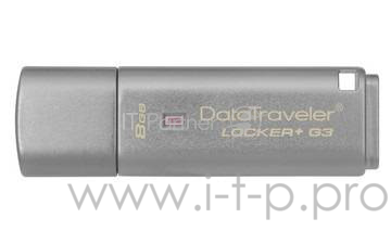 Флеш Диск Kingston 8Gb DataTraveler Locker G3 DTLPG3/8GB USB3.0 серебристый
