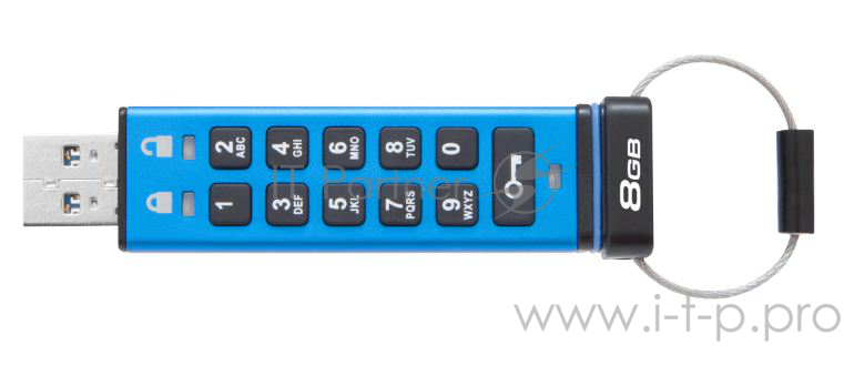 Флеш Диск Kingston 8Gb DataTraveler 2000 Keypad USB 3.0 <DT2000/8GB>, 256bit AES Hardware Encrypted серебристый