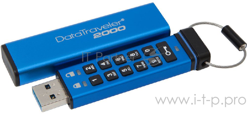 Флеш Диск Kingston 8Gb DataTraveler 2000 Keypad USB 3.0 <DT2000/8GB>, 256bit AES Hardware Encrypted серебристый
