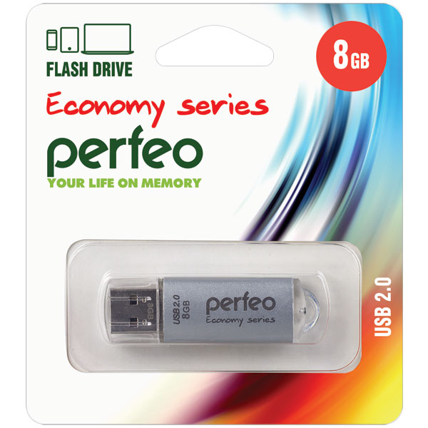 Perfeo USB Drive 8GB E01 Silver PF-E01S008ES