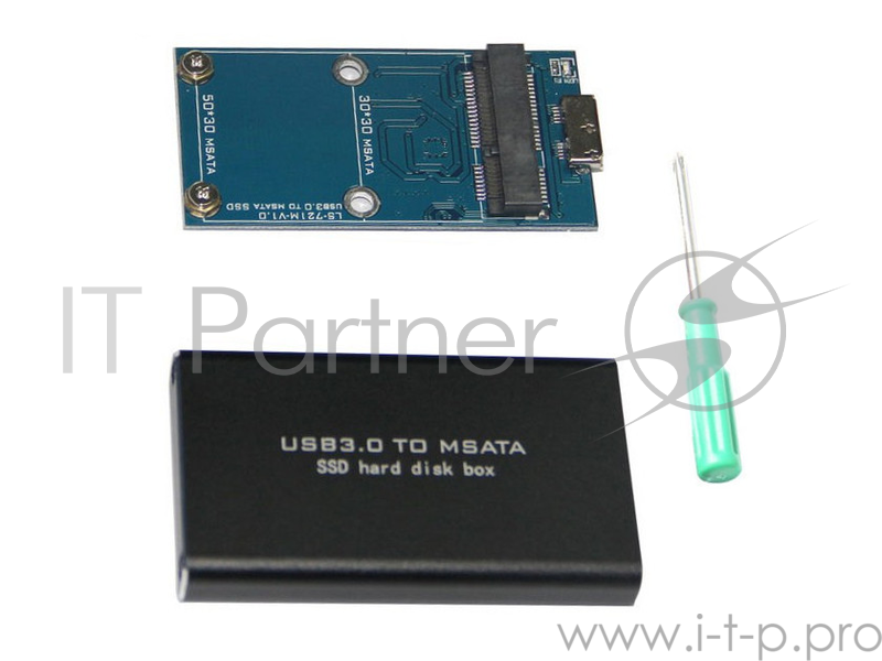 Мобил рек USB3.0 Orient 3501 U3, для SSD mSATA, алюм., черный