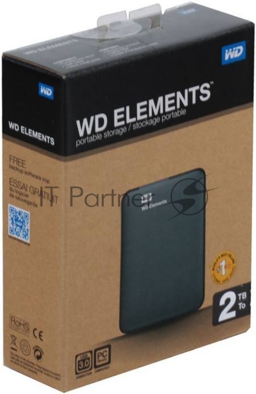 Внешний Жесткий диск WD Original USB 3.0 2Tb WDBU6Y0020BBK-EESN Elements Portable 2.5