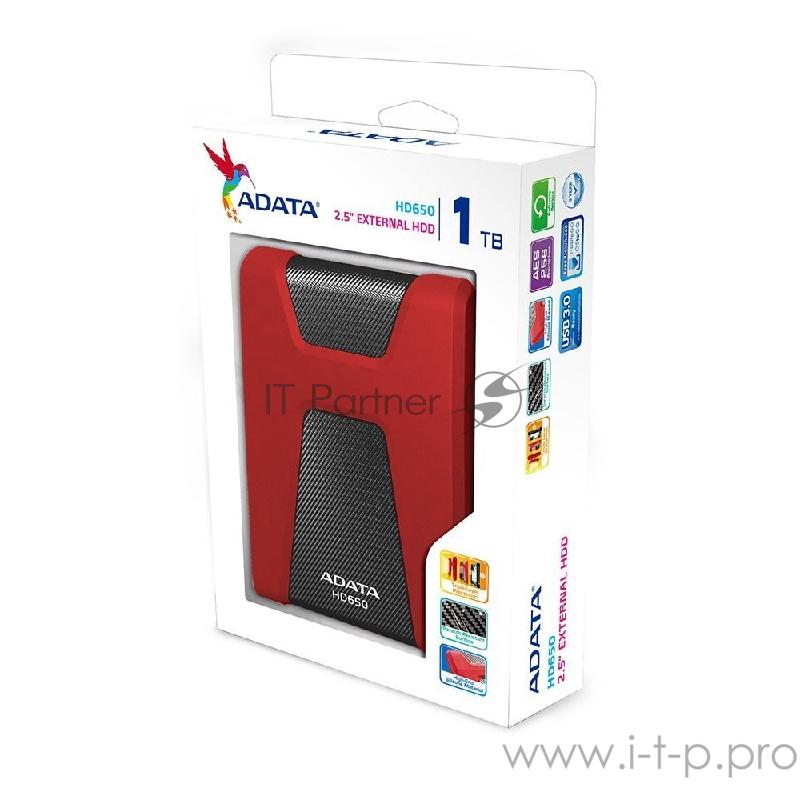 Жесткий диск A-Data USB 3.0 1Tb AHD650-1TU31-CRD HD650 DashDrive Durable 2.5 красный