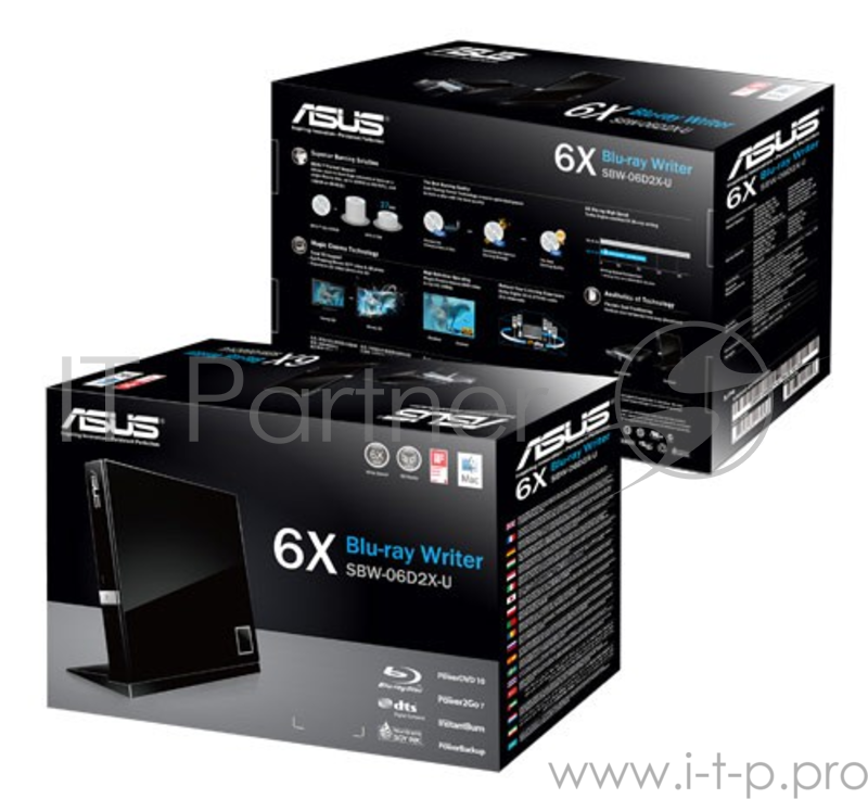 Привод Blu-Ray RE Asus SBW-06D2X-U черный USB внешний RTL