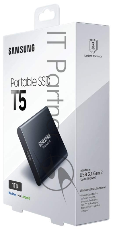 Внешний твердотельный накопитель SSD 1TB Samsung T5 (Up to 540Mb/s, USB 3.1 Type-C) (MU-PA1T0B/WW)