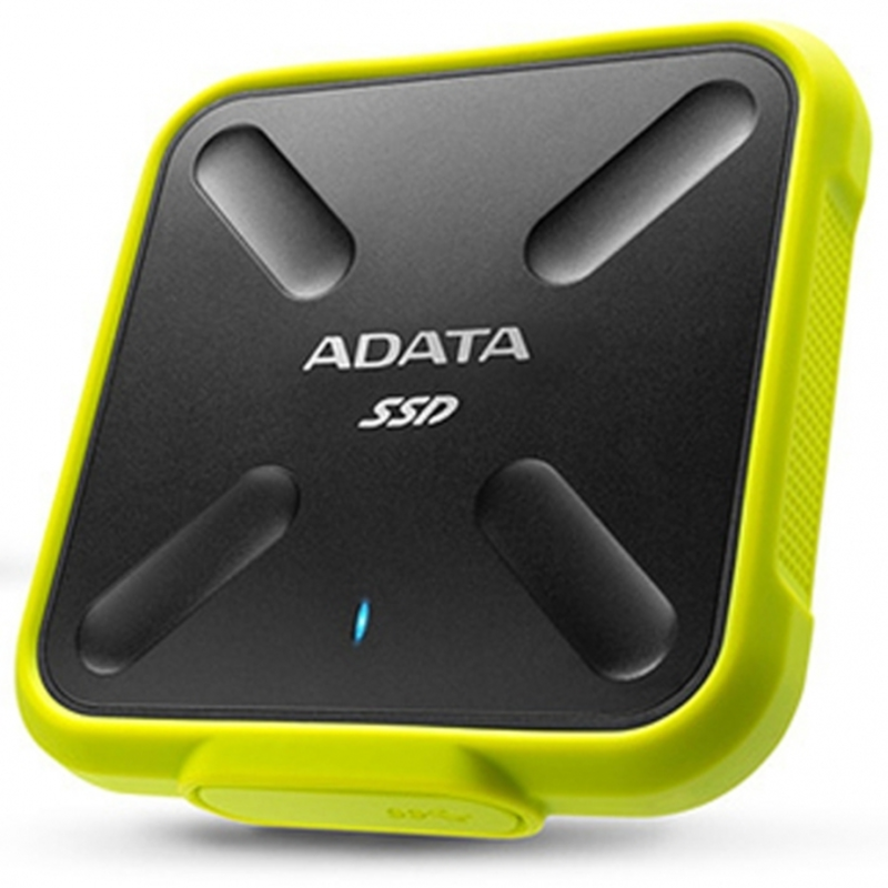 External SSD ADATA 512Gb SD700 Series <ASD700-512GU31-CYL> (USB3.1, 440/430Mbs, 3D TLC, 80х15х80mm, IP68, 100g) Yellow