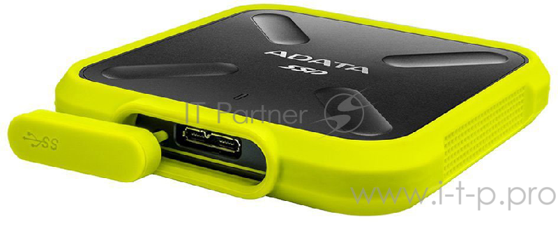 External SSD ADATA 512Gb SD700 Series <ASD700-512GU31-CYL> (USB3.1, 440/430Mbs, 3D TLC, 80х15х80mm, IP68, 100g) Yellow