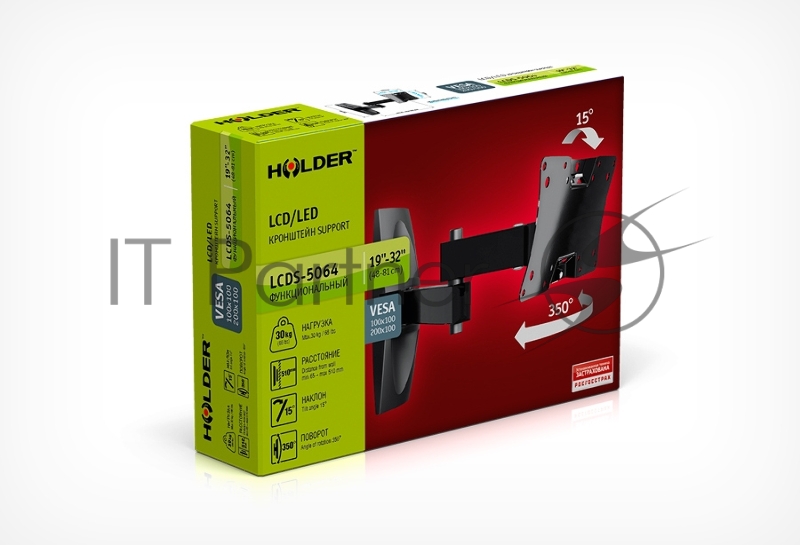 Кронштейн для телевизора Holder LCDS-5064 черный 12-32 макс.30кг настенный поворот и наклон