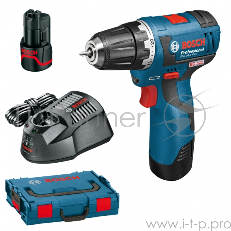 Аккум.дрель BOSCH GSR GSR 12V-20 (0.601.9D4.000) 12В 2x2.0Ач LiION 0-400/1300об/мин 20/18Нм