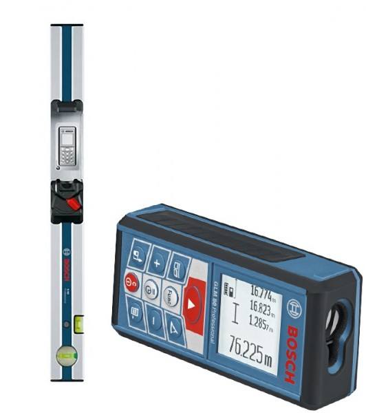 Лазерные дальномеры, уровни, детекторы Bosch GLM 80 Дальномер лазерный + уровень R60 (0,05-80м, точн.1мм/80м, 0,14 кг) 0601072301