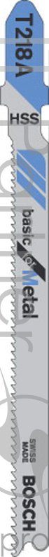 Пилка для лобзика BOSCH T218A (2.608.631.672) металл, по кривой, 92мм, шаг 1.1-1.5, HSS, 3шт