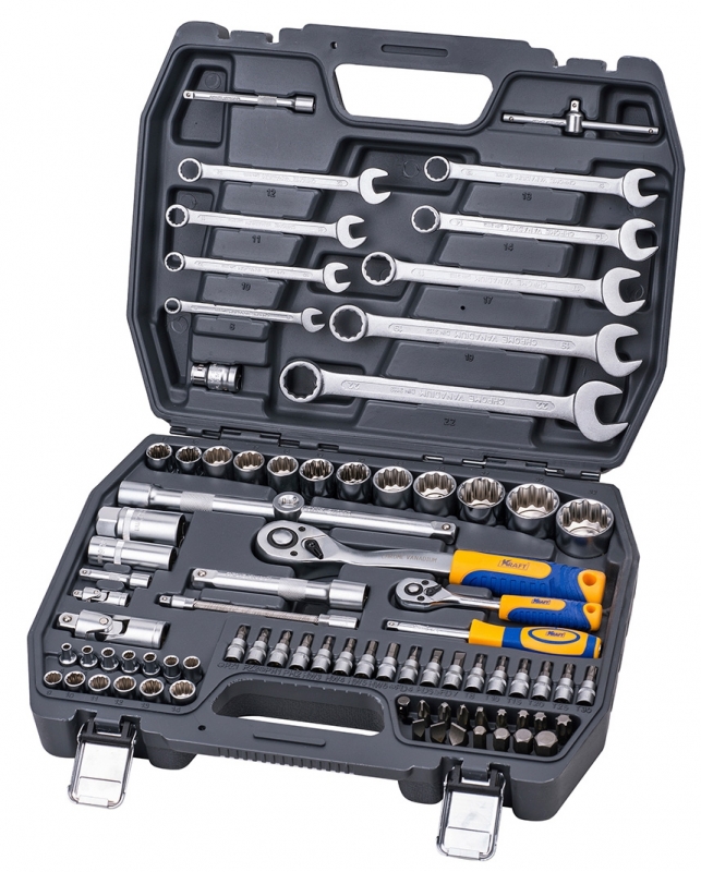 Набор инструментов KRAFT КТ 700681 1/2''DR и 1/4''DR 82пр. с 12гран.головками