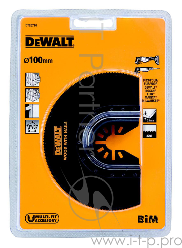 Полотно пильное DEWALT DT20710-QZ для мфи сегм.диск BiM 23X100мм пиление заподлицо по дер. с гв. пв