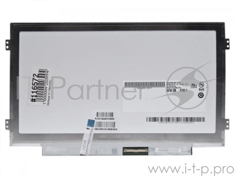 Матрица 10.1 Glare B101AW02 V.0, WSVGA 1024x600, 40L, cветодиодная (LED), AU Optronics, уши Л/П