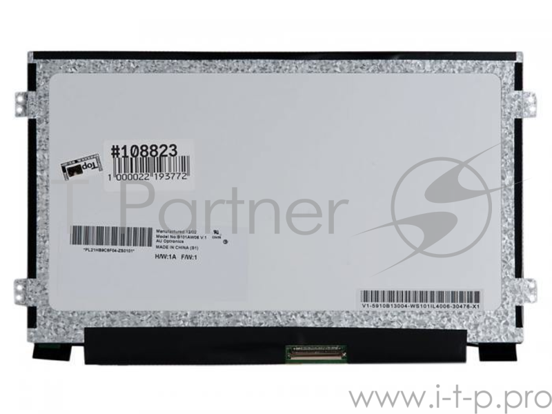 Матрица 10.1 Glare B101AW06 V.1, WSVGA 1024x600, 40L, cветодиодная (LED), AU Optronics, уши Л/П