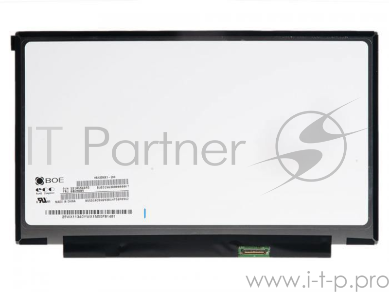 Матрица 12.5 Matte HB125WX1-200, WXGA HD 1366x768, 30 Lamels DisplayPort, cветодиодная (LED), Hyundai-BOEhydis