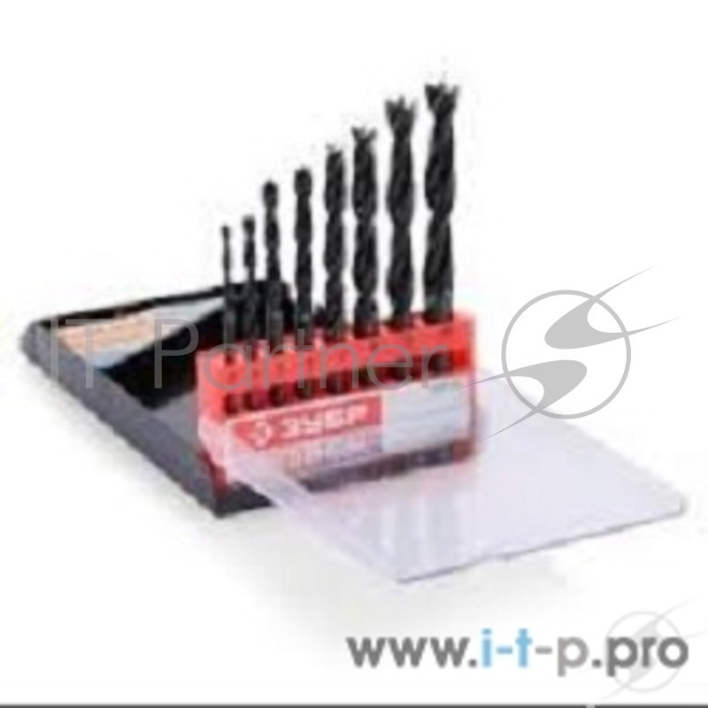 Буры,сверла,долото ЗУБР. Набор сверл спиральных по дереву с М-образной заточкой, сталь 65Г, 8шт: 3-4-5-6-7-8-9-10мм 29421-H8