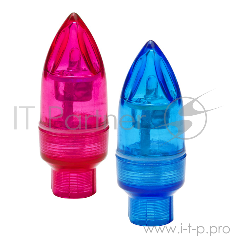 Фонари на ниппель декоративные JY-505 2 шт. красный и синий Фонарь JY-505 декоративный на ниппель колеса, 1 светодиод, автоматическое включение при движении велосипеда, батарейки AG10x3, 2 шт. в комплекте - красный и синий