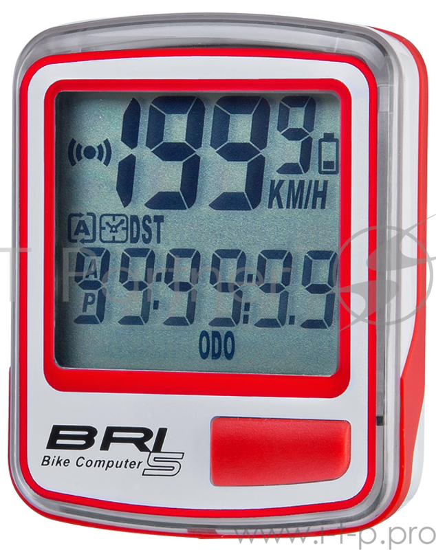 Велокомпьютер BRI-5 5 функций, бело-красный Велокомпьютер BRI-5 бело-красный, 5 функций: текущая скорость, текущая пройденная дистанция, общая пройденная дистанция, 12/24 часы, сканирование данных, в комплекте с магнитным датчиком вращения колеса, ма
