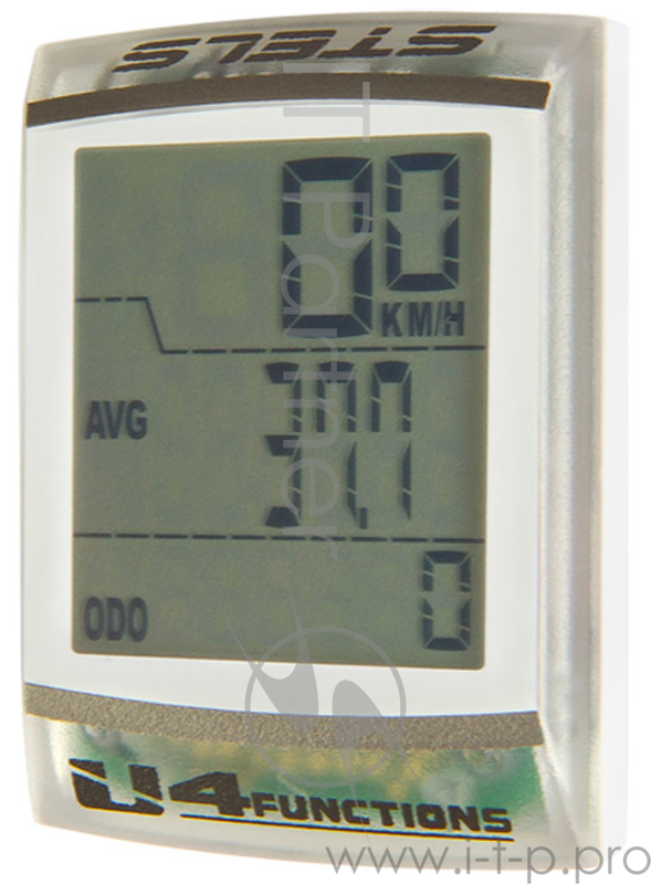 Велокомпьютер U4 4 функции, белый Велокомпьютер U4 белый, 4 функции: текущая скорость движения, средняя скорость, текущая пройденная дистанция, общая пройденная дистанция. С элементом питания CR2032, в комплекте с магнитным датчиком вращения колеса,