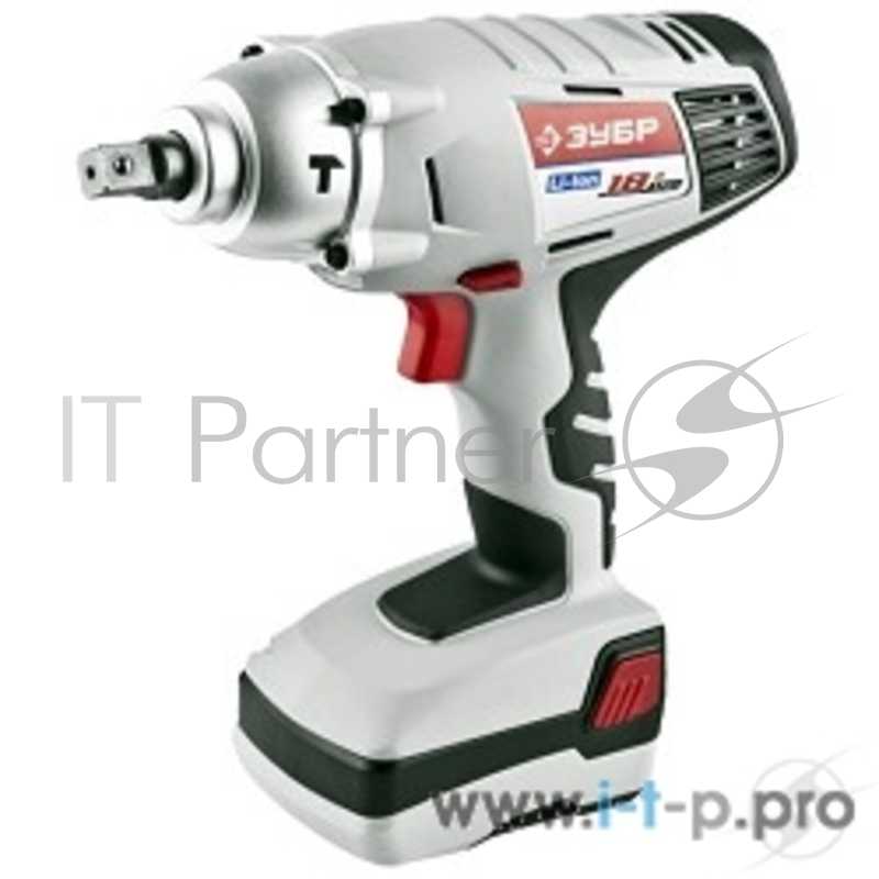 Дрель, Шуруповерт ЗУБР ЗГУА-18-Ли К Гайковерт аккумуляторный ЗГУА-18-Ли К { Li-Ion АКБ, БЗУ 1 час, индикатор остаточ заряда 180Нм, 1,7А/ч, квадрат 1/2