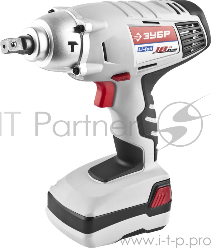 Дрель, Шуруповерт ЗУБР ЗГУА-18-Ли К Гайковерт аккумуляторный ЗГУА-18-Ли К { Li-Ion АКБ, БЗУ 1 час, индикатор остаточ заряда 180Нм, 1,7А/ч, квадрат 1/2