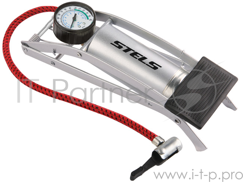 Насос ножной FP9803B стальной серый Насос FP9803B ножной велосипедный стационарный с манометром, цилиндр 55х120мм, шланг с автовентилем, материал сталь, серый