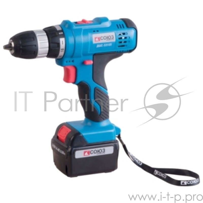 Дрель, Шуруповерт СОЮЗ ДШС-3314Л Дрель акк. СОЮЗ 14.4В, 2 скор., 2 акк. Li-Ion, 2Ач, подсв, БЫСТР 1ч заряд, кейс ДШС-3314Л