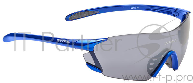 Велоочки 6217B оправа синий металлик/линзы дымч.зерк./мешоч. Очки спортивные 6217B: оправа синий металлик с серым линзы - поликарбонат, дымчатые зеркальные мешочек для хранения