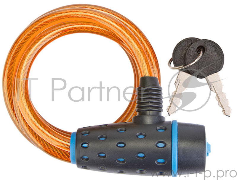 Трос-замок 87318 с ключом со стальн. тросом 8х1800мм, чёрно-жёлтый Трос-замок 87318 с ключом, со стальным тросом 8х1800 мм, жёлтая оболочка, чёрно-синий замок