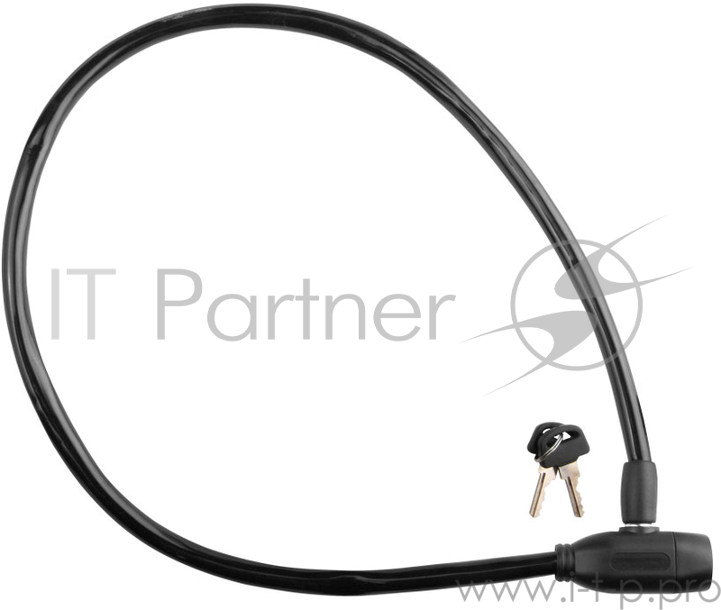 Трос-замок 86104 длина 650мм,диам.10мм, чёрный Трос-замок 86104, трос длиной 650 мм, диам.10мм, замок с ключами, цвет черный