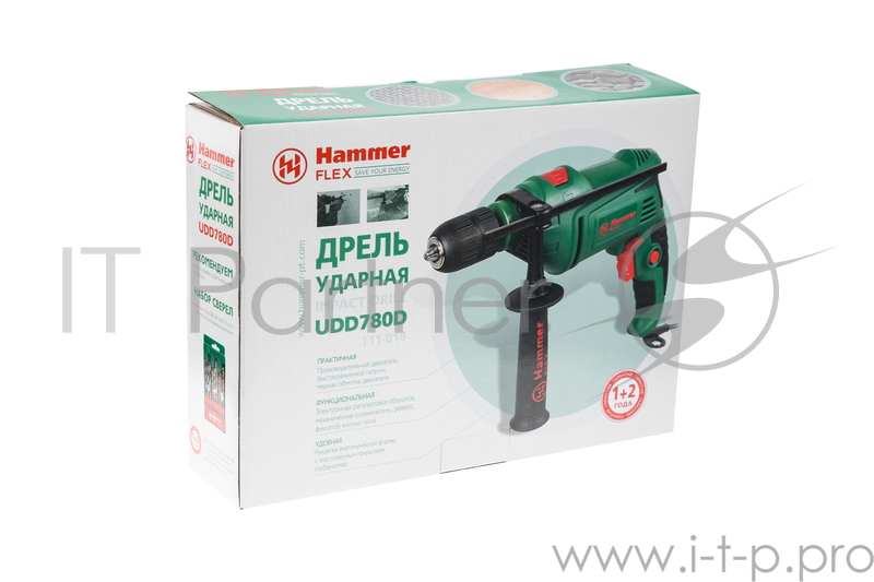 Дрель, Шуруповерт Hammer Flex UDD780D Дрель ударная 315793 {780Вт БЗП 13мм 0-2800об/мин}