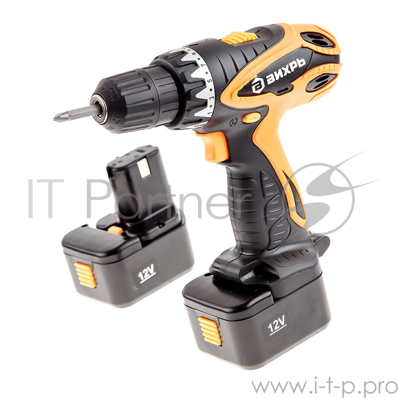 Дрель, Шуруповерт ВИХРЬ ДА-12-2к Дрель-шуруповерт аккумуляторная 72/14/2 { 12 В, NiCd, 1,3 Ач, 24Нм, 2 скорости, дерево/металл 18мм/8мм, Кейс,2 акк }