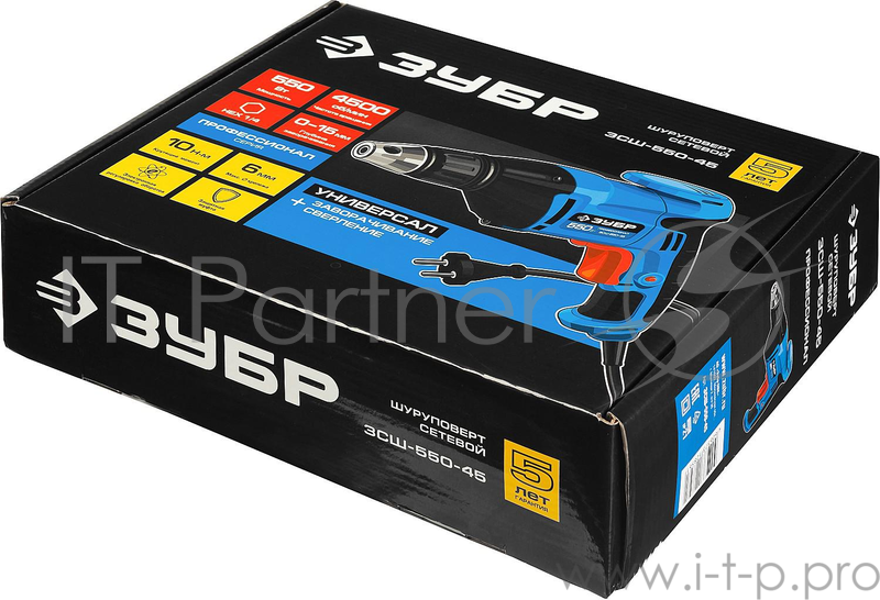 Дрель, Шуруповерт ЗУБР ПРОФЕССИОНАЛ ЗСШ-550-45 Шуруповерт сетевой ЗСШ-550-45 { патрон HEX 1/4