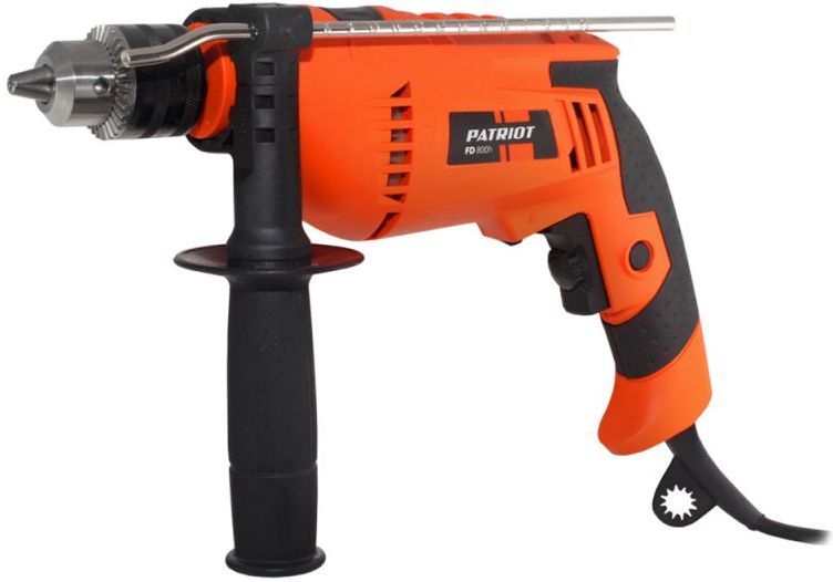 Дрель, Шуруповерт PATRIOT FD800h Дрель электрическая ударная 120301460 {Эл. дрель, с ударом, мощность 790Вт, макс.диаметр 13мм, глубиномер + дополнительная ручка}