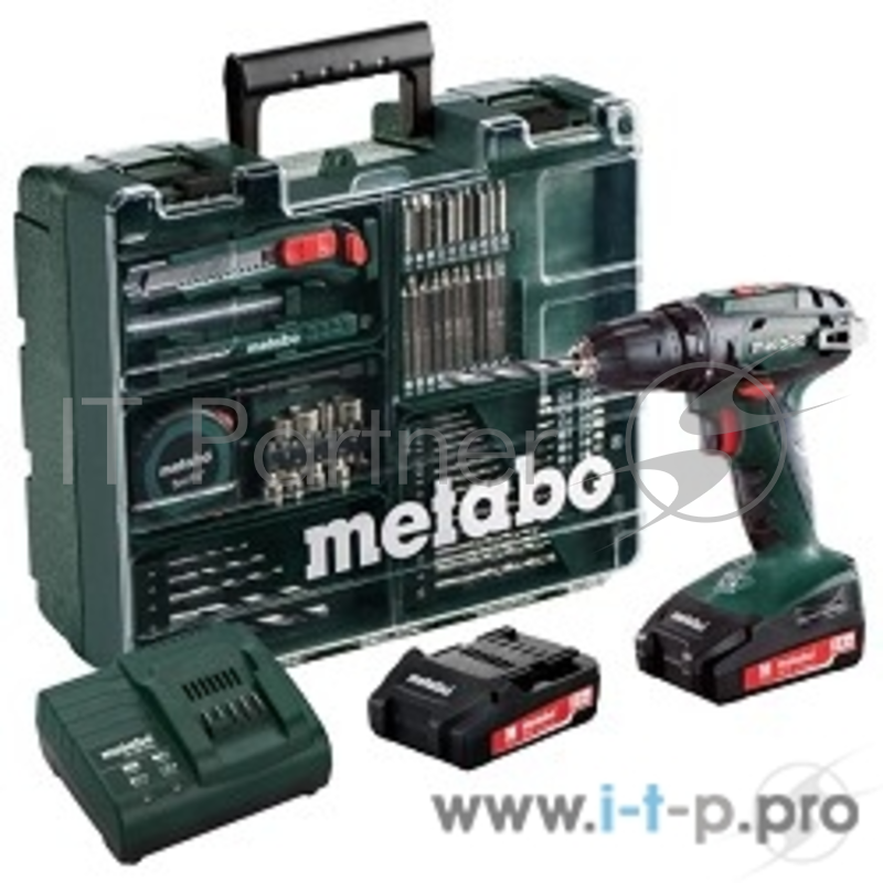 Дрель, Шуруповерт Metabo BS 18 Безударная дрель-шуруповерт 602207880 { 18 В, 2х2.0Ач LiIon с набором оснастки }