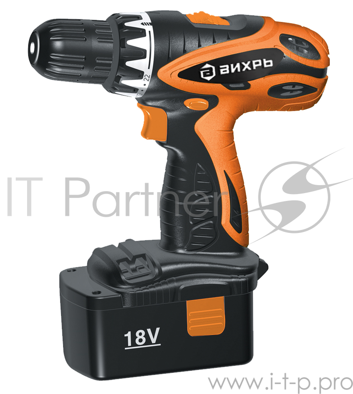 Дрель, Шуруповерт ВИХРЬ ДА-18-2к Дрель-шуруповерт аккумуляторная 72/14/5 { 18 В, NiCd, 1,5 Ач, 30Нм, дерево/металл 30мм/12мм, кейс, 2 акк }
