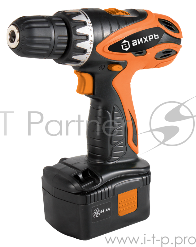 Дрель, Шуруповерт ВИХРЬ ДА-14,4-2 Дрель-шуруповерт аккумуляторная 72/14/3 { 14.4 В, NiCd, 1,3 Ач, 28Нм, дерево/металл 25мм/10мм, Коробка, 1 акк }
